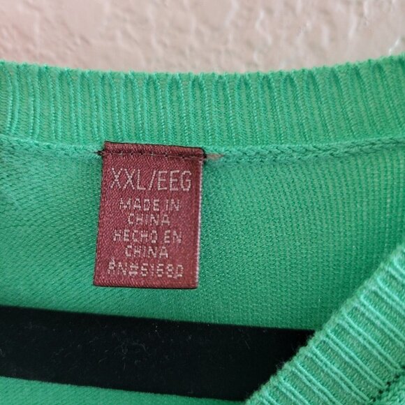 525 america Green V-Neck Long Sleeve Lightweight Sweater Plus Size XXL 2XL - Picture 8 of 12